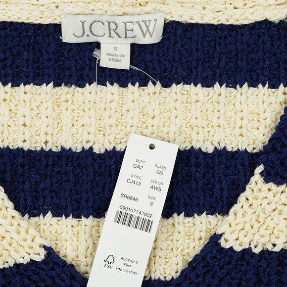 New JCREW Size S Montauk Pullover Sweater in Stripe Antique White Sky $158 CJ413 - Picture 4 of 4